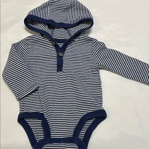 “Bundle 10/$13” Carters 3M stripped Navy Blue Kids One Piece hooded bodysuit